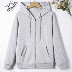 Size large fits like medium gray zip up hoodie